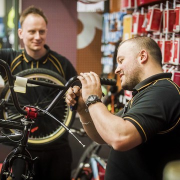Employee working on bike