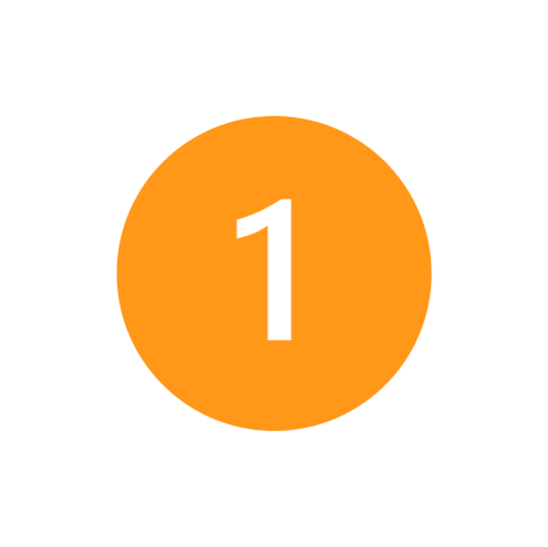 Orange circle icon with the number 1 in white at the centre